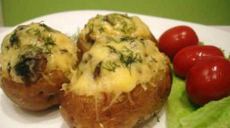 Картофель фаршированный суфле с грибами