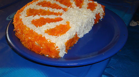 Салат "долька апельсина" с курицей и морковью