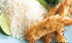 Рыба в кокосовом кляре с рисом